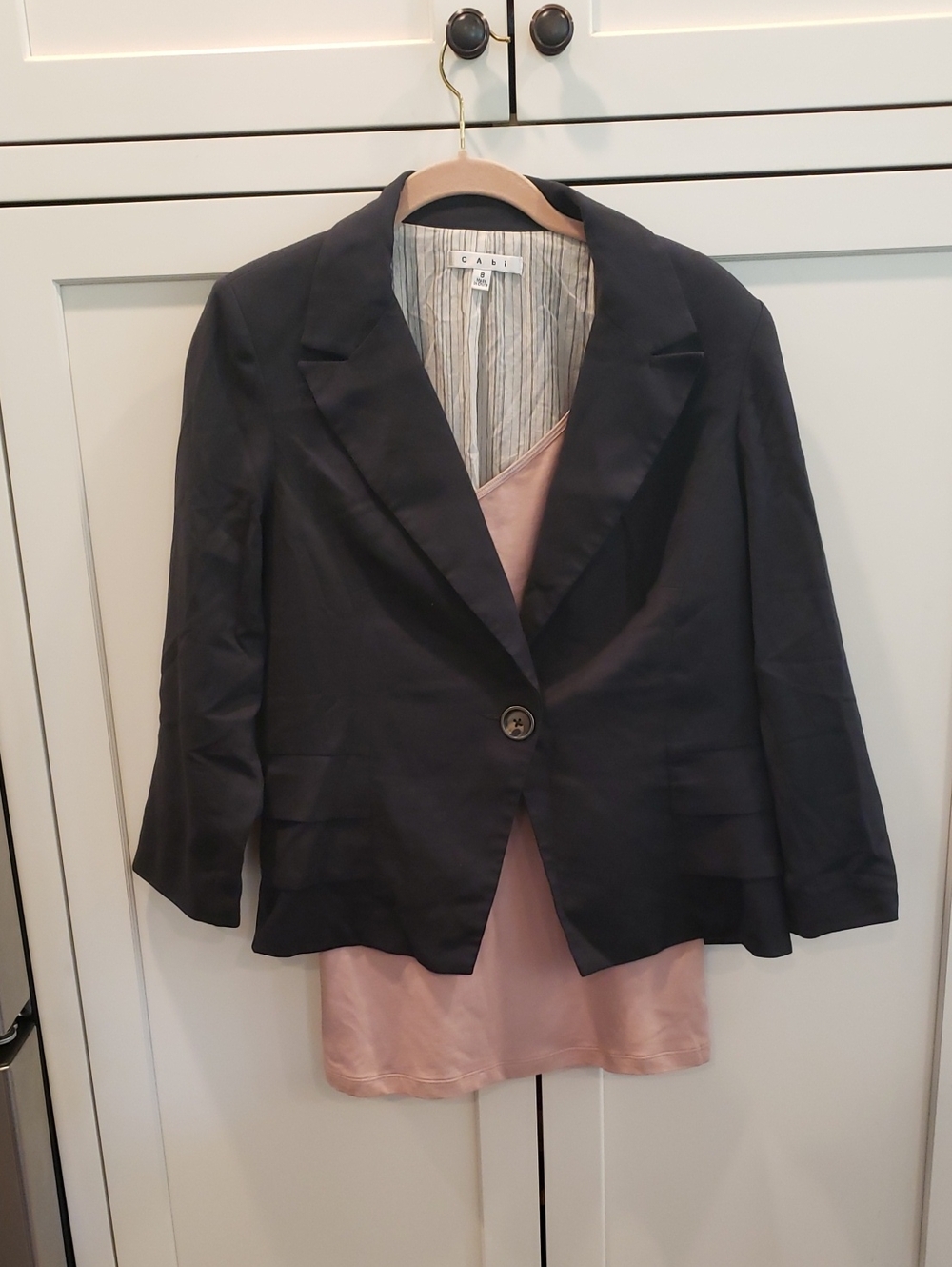 CAbi Navy Single-Button Blazer With NWT Blush Cami Also CAbi!